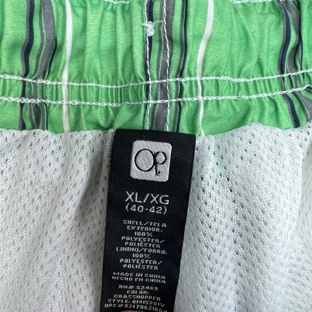 Men's OP Ocean Pacific Green Plaid Swimming Trunks Board Shorts Lined Size XL